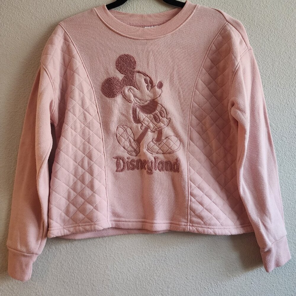 Disneyland Sweater Womens XS Mickey Mouse Quilted Pullover Crewneck Disney Parks